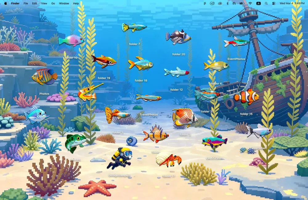 Deep Dive pixel art wallpaper mac