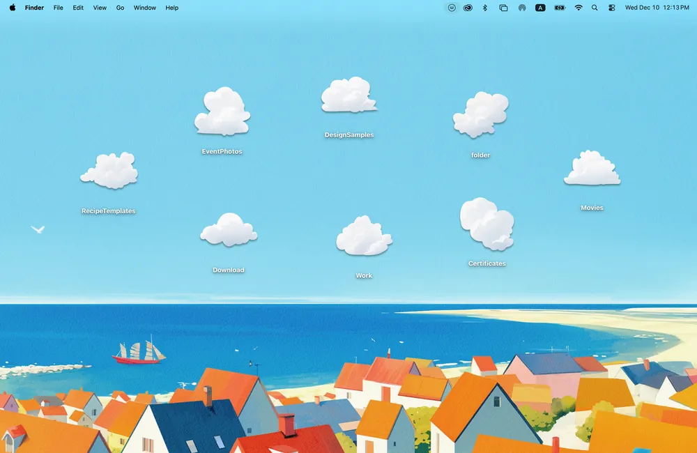Seaside Town cloud macbook wallpaper