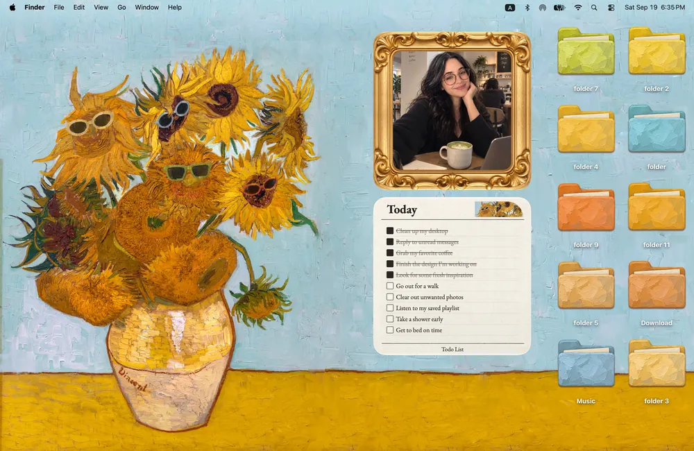 Sunflowers in Shades van gogh macbook wallpaper